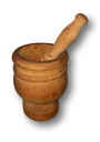 Large vintage wooden mortar with its pestle | Height 20.5cm