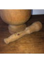 Large vintage wooden mortar with its pestle | Height 20.5cm