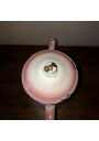 Ancienne cafetière en tôle émaillée rose et blanche