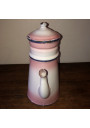 Old coffee maker in pink and white enamelled sheet metal