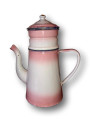 Old coffee maker in pink and white enamelled sheet metal