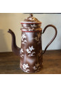 Old coffee maker in brown enamelled sheet metal | Stencil White Floral Decor