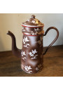 Old coffee maker in brown enamelled sheet metal | Stencil White Floral Decor