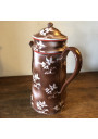 Old coffee maker in brown enamelled sheet metal | Stencil White Floral Decor