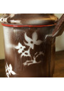 Old coffee maker in brown enamelled sheet metal | Stencil White Floral Decor