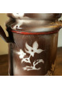Old coffee maker in brown enamelled sheet metal | Stencil White Floral Decor