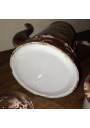 Old coffee maker in brown enamelled sheet metal | Stencil White Floral Decor