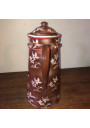 Old coffee maker in brown enamelled sheet metal | Stencil White Floral Decor