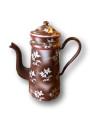 Old coffee maker in brown enamelled sheet metal | Stencil White Floral Decor