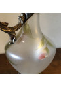 Old enamelled glass ewer with spelter mount