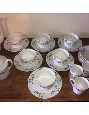 Service à café vintage décor bleuets | Manufacture d'Avignon | Noirlac France