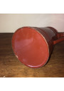 Ancienne cafetière en tôle émaillée marron et blanche