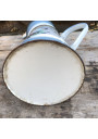 Ancienne cafetière en tôle émaillée bleue et blanche fleurie Japy