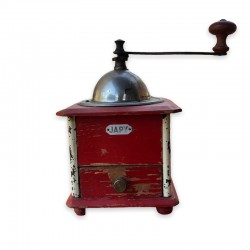 Old red and white coffee grinder | JAPY coffee grinder