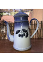Ancienne cafetière en tôle émaillée décor cerises | Cafetière B.B 17401