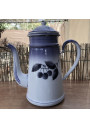 Ancienne cafetière en tôle émaillée décor cerises | Cafetière B.B 17401