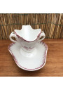 Old gravy boat | White and pink | Terre de Fer