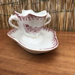 Old gravy boat | White and pink | Terre de Fer