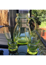 Old carafe and 2 large matching glasses in Ouraline