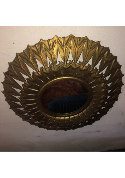 Vintage golden metal sun mirror