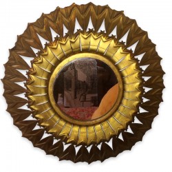 Miroir soleil vintage en métal doré