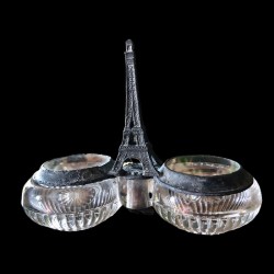 Ancien saleron double avec double couvercle pivotant Tour Eiffel