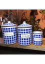 Anciens pots de série à épices | Modèle  B B 18203 à carreaux bleus