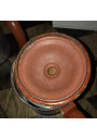 Ancienne cafetière en tôle émaillée marron décor floral en relief