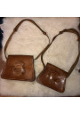 Lot of 2 old small leather bags for dolls