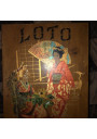 Old wooden lotto game box decorated with Geishas