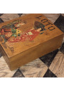 Ancienne boîte de jeu de loto en bois décorée de Geishas
