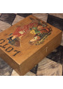 Old wooden lotto game box decorated with Geishas