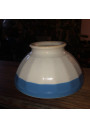 Antique white and blue faceted bowl | old breakfast bowl
