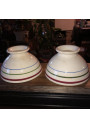 2 old white bowls with stripes | Old breakfast bowls