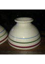 2 old white bowls with stripes | Old breakfast bowls
