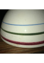 2 old white bowls with stripes | Old breakfast bowls