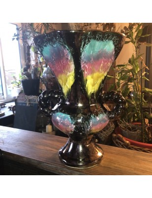 Old vase signed Vallauris rainbow