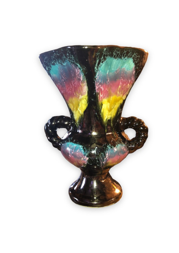 Old vase signed Vallauris rainbow