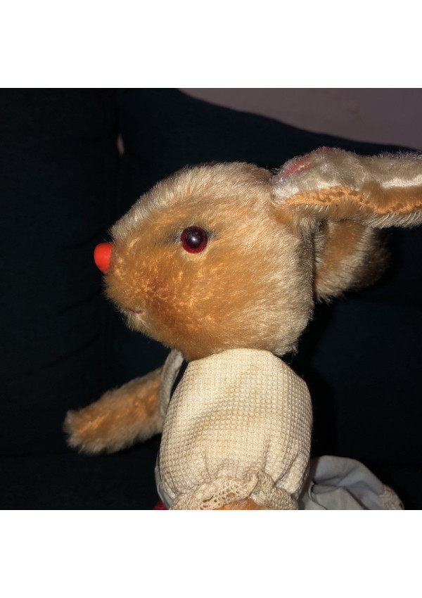 Doudou Lapin Rose Ajena Ancien Vichy