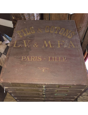 Meuble de mercerie 8 tiroirs L.V. et M.F.A PARIS-LILLE