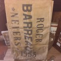 Ancien sac en toile de jute ROGER BARREAU NEVERS 1953