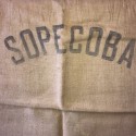 Anciens sacs en toile de jute | SOPECOBA 
- Lettrage foncé