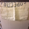 Anciens sacs en toile de jute | SOPECOBA 
- Lettrage foncé