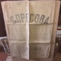Anciens sacs en toile de jute | SOPECOBA 
- Lettrage délavé