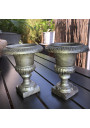 Pair of small cast iron Medici vases h 13 cm Renaissance style