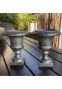 Pair of small cast iron Medici vases h 13 cm Renaissance style