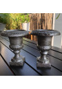 Pair of small cast iron Medici vases h 13 cm Renaissance style