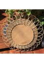 Large vintage wicker sun mirror