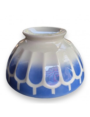 Ancien grand bol petit déjeuner ou soupe bleu et blanc à facettes Ø 15,5 cm