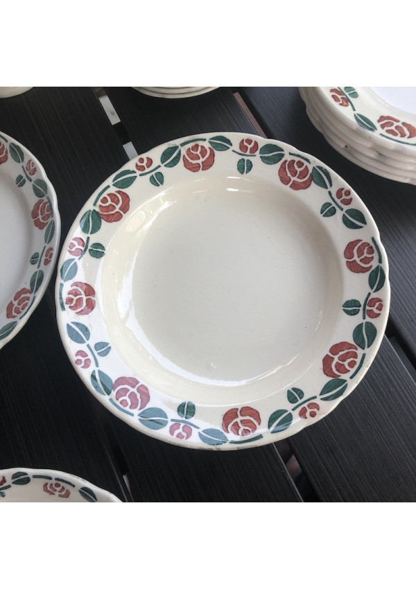 Dinette Faïence Vintage – Décor Floral Au Pochoir – Style Art Déco – Jeu D'imitation